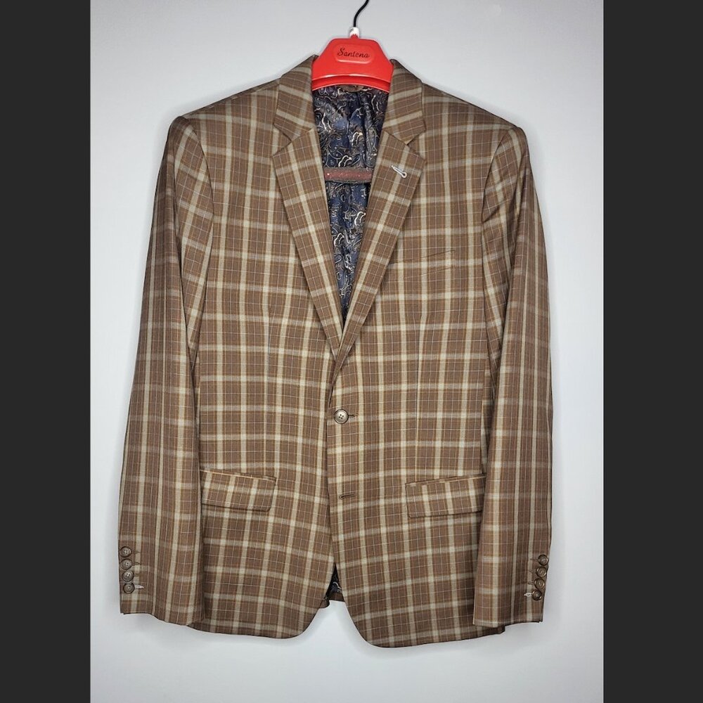 Brown Plaid Suit (3 piece) with Paisley Lining